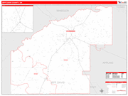 Jeff Davis County Wall Map Red Line Style